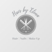 Scheren & Comb Logo Individuelle Name Elegant Fensteraufkleber (Blatt)