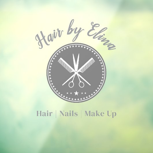 Scheren & Comb Logo Individuelle Name Elegant Fensteraufkleber (Blatt 3)