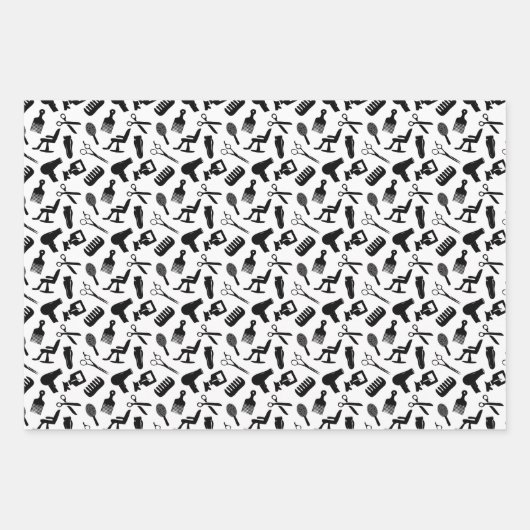 Scheren & Combs Haar Stylist-Muster Geschenkpapier Set (Vorderseite 3)