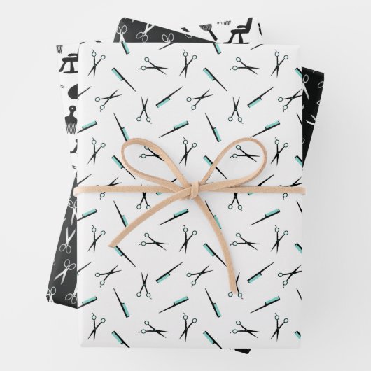 Scheren & Combs Haar Stylist-Muster Geschenkpapier Set (Beispiel)
