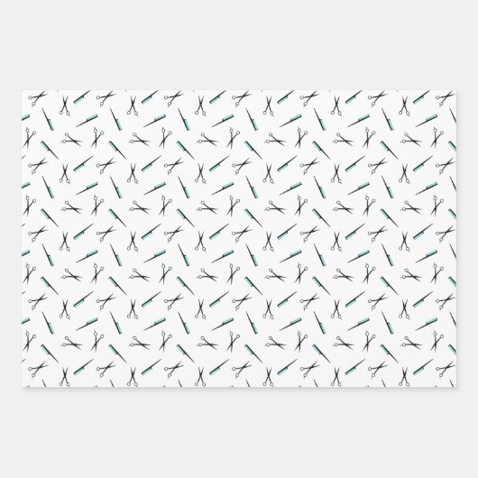 Scheren & Combs Haar Stylist-Muster Geschenkpapier Set (Vorderseite)