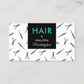 Scheren & Combs - Türkisblauhaarstylistin Visitenkarte (Vorderseite)