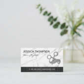 Scheren-Haarlogo | Marmor | Holzschnitt Visitenkarte (Stehend Vorderseite)