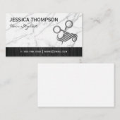 Scheren-Haarlogo | Marmor | Holzschnitt Visitenkarte (Vorne/Hinten)