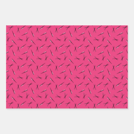 Scheren & Kombs rosa Haare Gestaltungsmuster Geschenkpapier Set (Vorderseite 3)