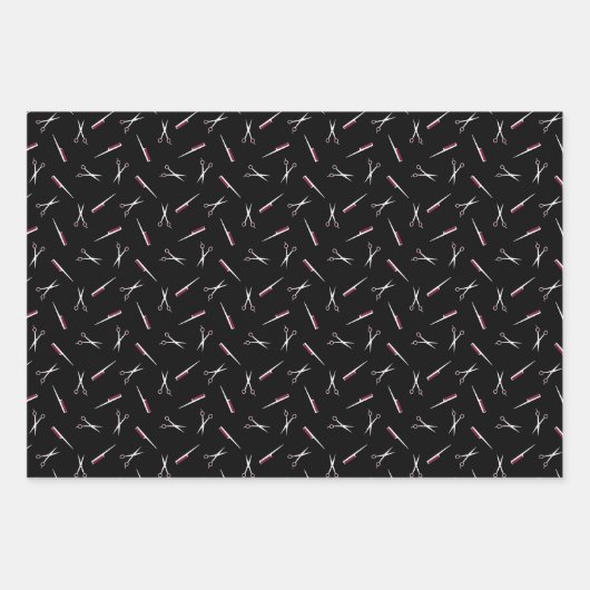 Scheren & Kombs rosa Haare Gestaltungsmuster Geschenkpapier Set (Vorderseite 2)