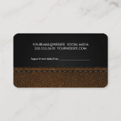Scheren-Logo | Brown Stitched Leather Terminkarte (Rückseite)