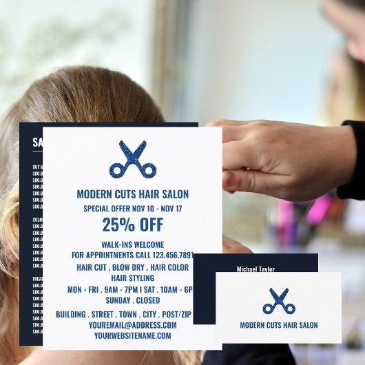 Scheren-Logo, Haarstylistin, Haarsalonwerbung Flyer