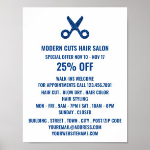 Scheren-Logo, Haarstylistin, Haarsalonwerbung Poster