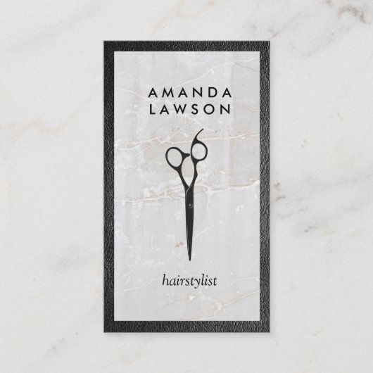 Scheren-Logo | Leder | Stein Visitenkarte (Vorderseite)