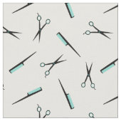 Scheren u. Kämme - Türkis Schwarz-weiß Stoff (Nahaufnahme)