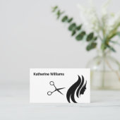 Scheren und Haarlogos | Einfach Schwarz-weiß Visitenkarte (Stehend Vorderseite)