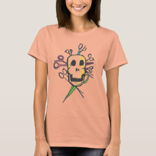 Scheren und Schädelhairstylist-Shirt T-Shirt