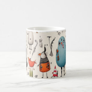 Scherenhafte Blaue Vogel- und Fantasie-Freunde-Ill Kaffeetasse