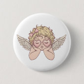 Scherenhafte Traumlandschaft Cherub mit Herz Button (Vorderseite)