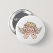 Scherenhafte Traumlandschaft Cherub mit Herz Button (Vorne & Hinten)