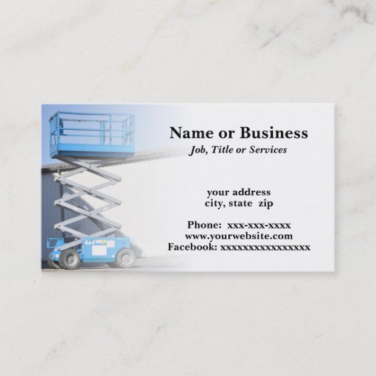 Scherenlift oder Plattform Visitenkarte (Vorderseite)