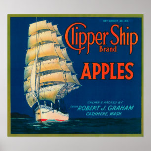 Scherer-Schiff Apple beschriften (Grün) - Poster