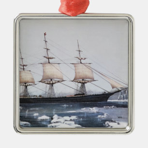 Scherer-Schiff "rote Jacke " Silbernes Ornament