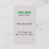 Scherfriseur-/-Cosmetologist-Visitenkarte (Grün) Visitenkarte (Rückseite)