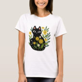 Scherkatze mit gelben Blumen T-Shirt (Vorderseite)