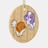 Scherzender Kawaii Welpen-Japaner Chin Keramik Ornament (Rechts)