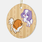 Scherzender Kawaii Welpen-Japaner Chin Keramik Ornament (Links)