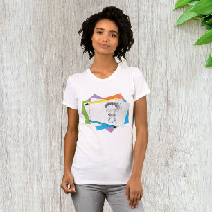 Scherzhafte Mädchen-Skizzenzeichnung mit farbenfro T-Shirt