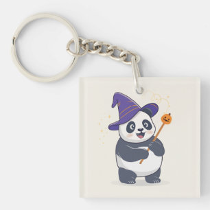 Scherzhafter Panda-Zauberer mit magischem Hut Schlüsselanhänger