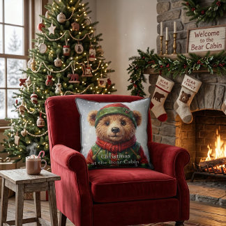 Scherzhafter Weihnachts-Elf-Teddybär-Folklore Kissen