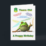 Scherzt 8. Geburtstagskarte des Froggyfreunds mit Karte<br><div class="desc">Ein glücklicher Frosch,  der Geburtstagswitze erzählt</div>