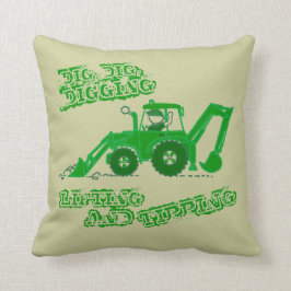 Scherzt grünes Baggerkissen des Jungen Kissen