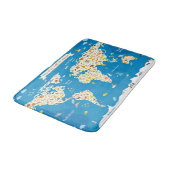 Scherzt Karte der Welt mit Tieren Badematte (Schrägansicht)