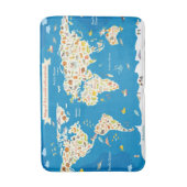 Scherzt Karte der Welt mit Tieren Badematte (Vorderseite Vertikal)