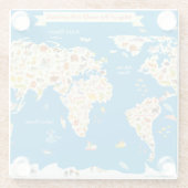 Scherzt Karte der Welt mit Tieren Glasuntersetzer (Rückseite)