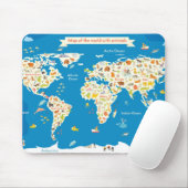 Scherzt Karte der Welt mit Tieren Mousepad (Mit Mouse)