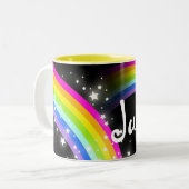 Scherzt schwarze Name-Tasse des Regenbogens Zweifarbige Tasse (Vorderseite Links)