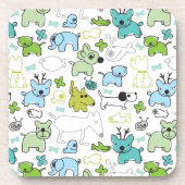 scherzt Tierhintergrundmuster Getränkeuntersetzer (Vorderseite)