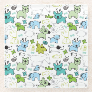 scherzt Tierhintergrundmuster Glasuntersetzer