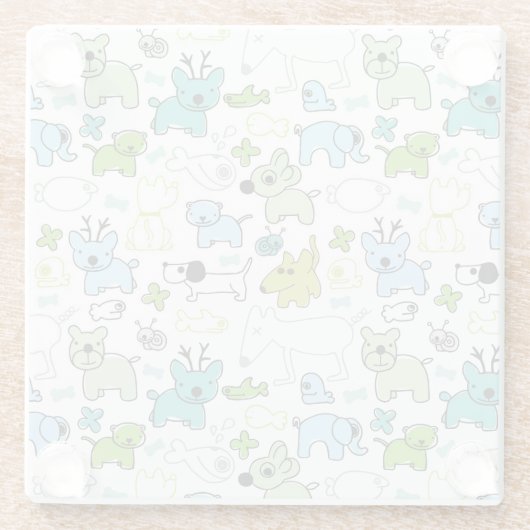 scherzt Tierhintergrundmuster Glasuntersetzer (Rückseite)