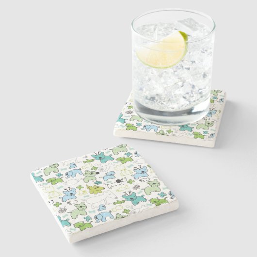 scherzt Tierhintergrundmuster Steinuntersetzer (Seitenansicht)