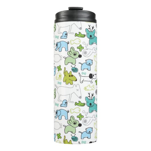 scherzt Tierhintergrundmuster Thermosbecher (Vorderseite)
