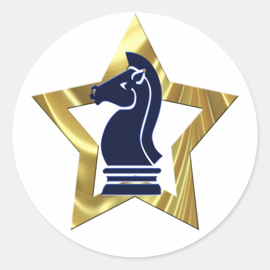 Schess Gold Star Rook Runder Aufkleber (Vorderseite)