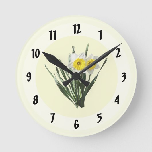 Scheue kleine Narzisse Runde Wanduhr (Vorderseite)