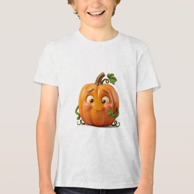 Scheue Kürbis-Wasserfarben-Kunst Tri-Blend Shirt (Vorderseite)