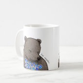 Scheuer Bär mit blauen Blumen Ungesagte Liebe  Kaffeetasse (Vorderseite Links)