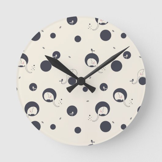 Scheuer Elefant-Muster Runde Wanduhr (Vorderseite)