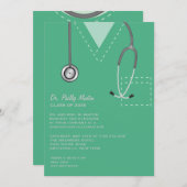 Scheuert grüne medizinische Abschluss-Einladung Einladung (Vorne/Hinten)