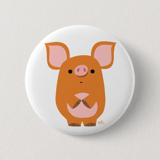 Scheues Cartoon-Schwein Knopf Abzeichen Button (Vorderseite)