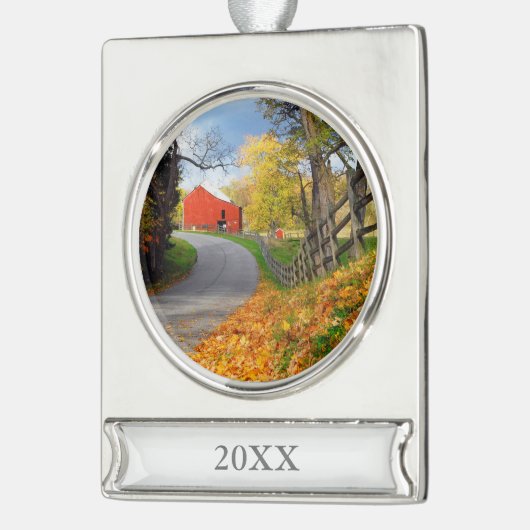 Scheune im Fall Banner-Ornament Silber (Links)